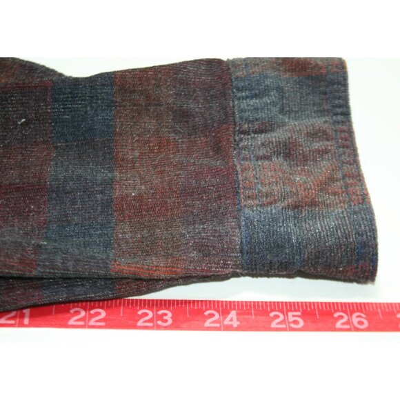 Carbon2Cobalt Mens XXL Plaid Corduroy Shirt Red Blue Soft Casual Button Front - Picture 7 of 7